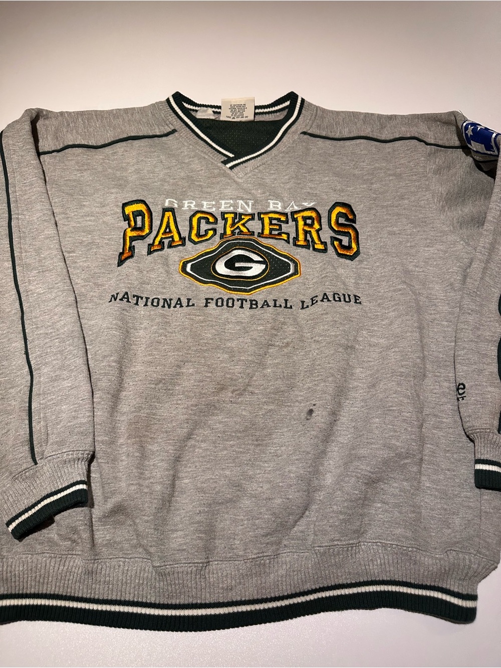 Lee Gray Green Bay Packers Crewneck Sweater with Yellow & Green Accents